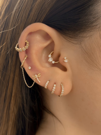 Aria - 14k Gold Chunky Crystal Huggie Earring