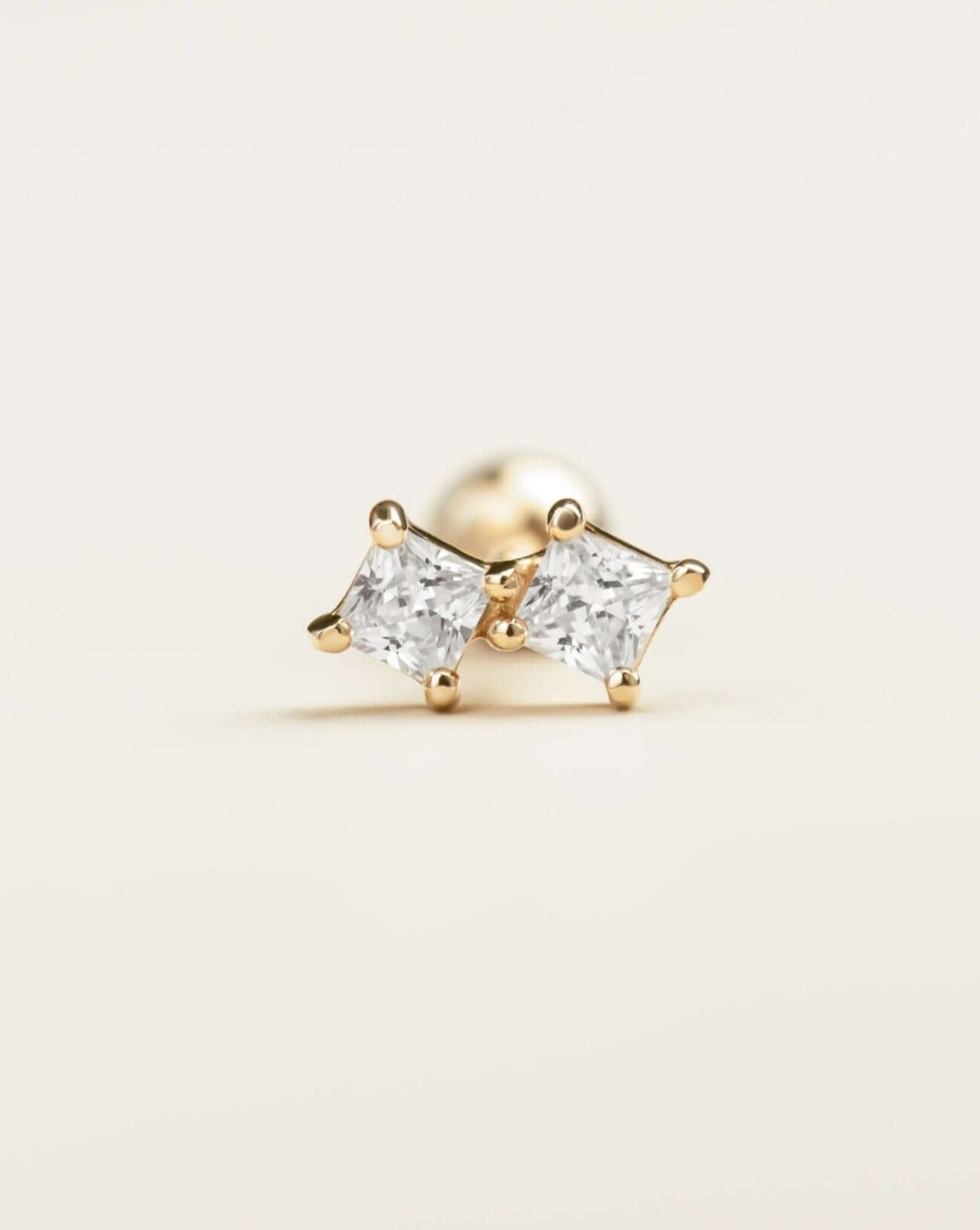 Marina - 14k Gold Tiny Crystal Flat Back Earrings