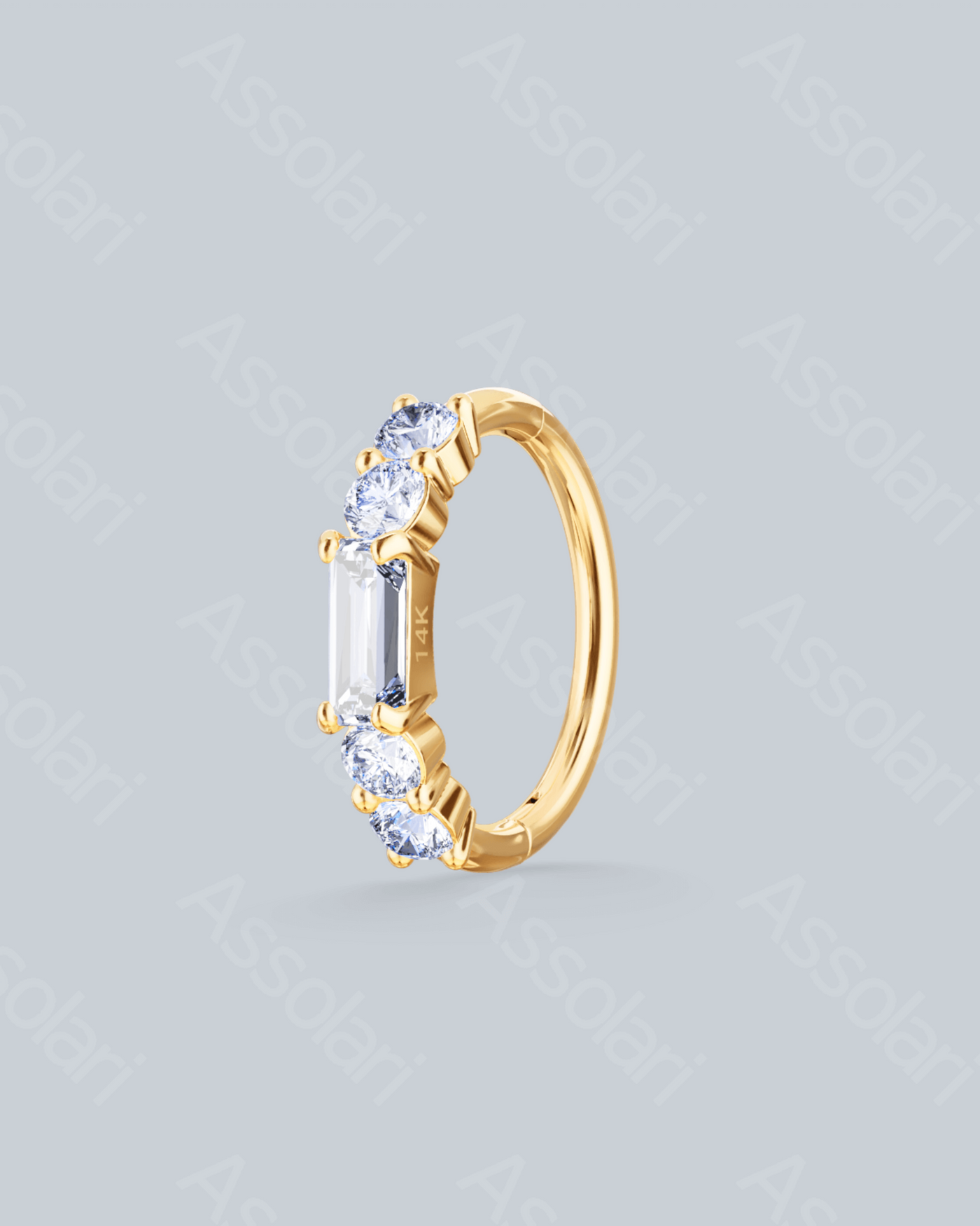 Aster - 14k Gold Baguette Huggie Moissanite Earring