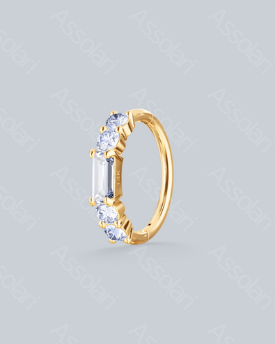 Aster - 14k Gold Baguette Huggie Moissanite Earring