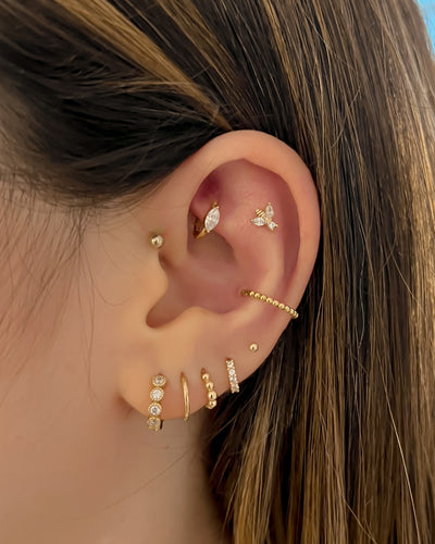 Adrianne - 18k Beaded Hinged Cartilage Hoop Earring