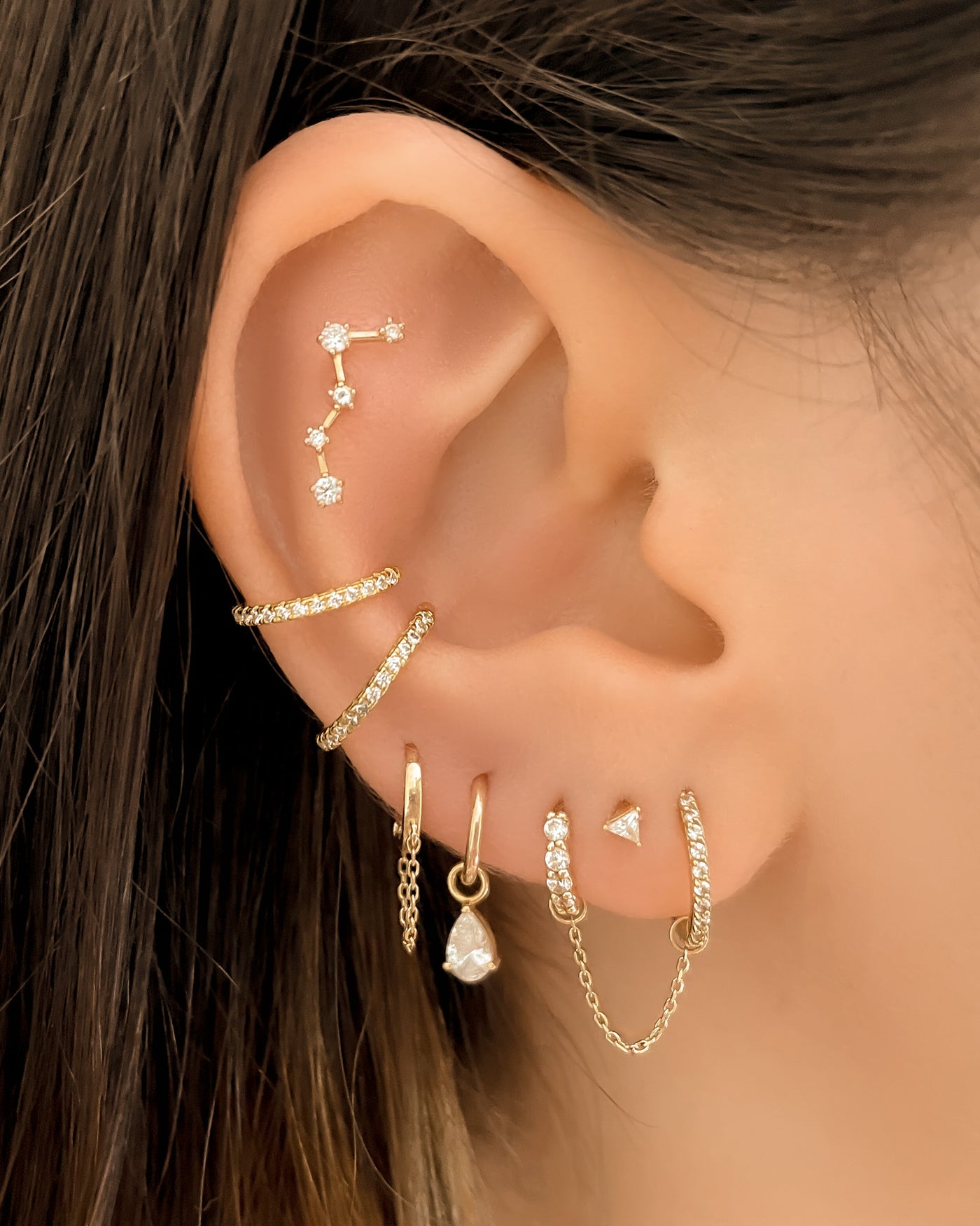 Kate - 18k Gold Crystal Hoop Earring