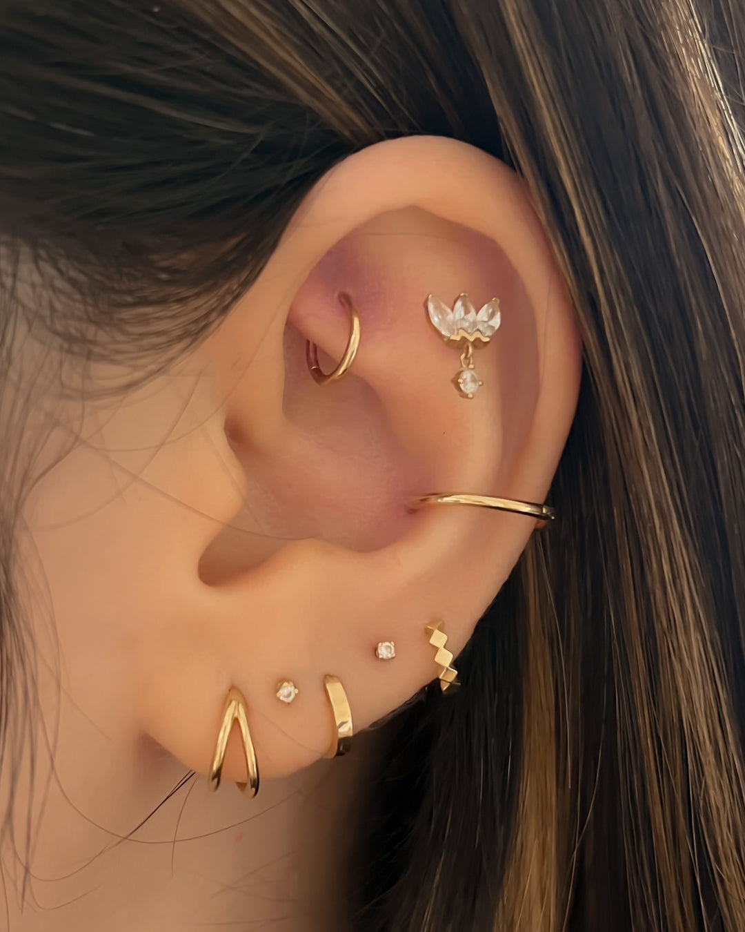 Isabella 14k Gold Conch Piercing Hoop and Daith Jewelry