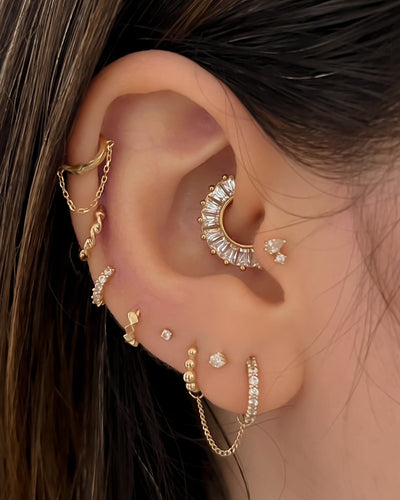 Aria - 14k Gold Chunky Crystal Huggie Earring