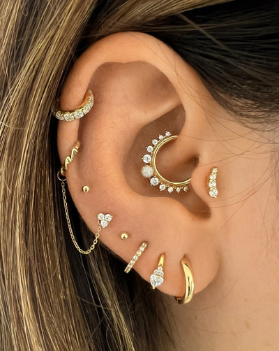 Daisy - 14k Gold Opal and Crystal Daith Earring