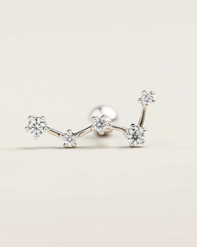 Maddie - 14k White Gold Constellation Flat Back Earring