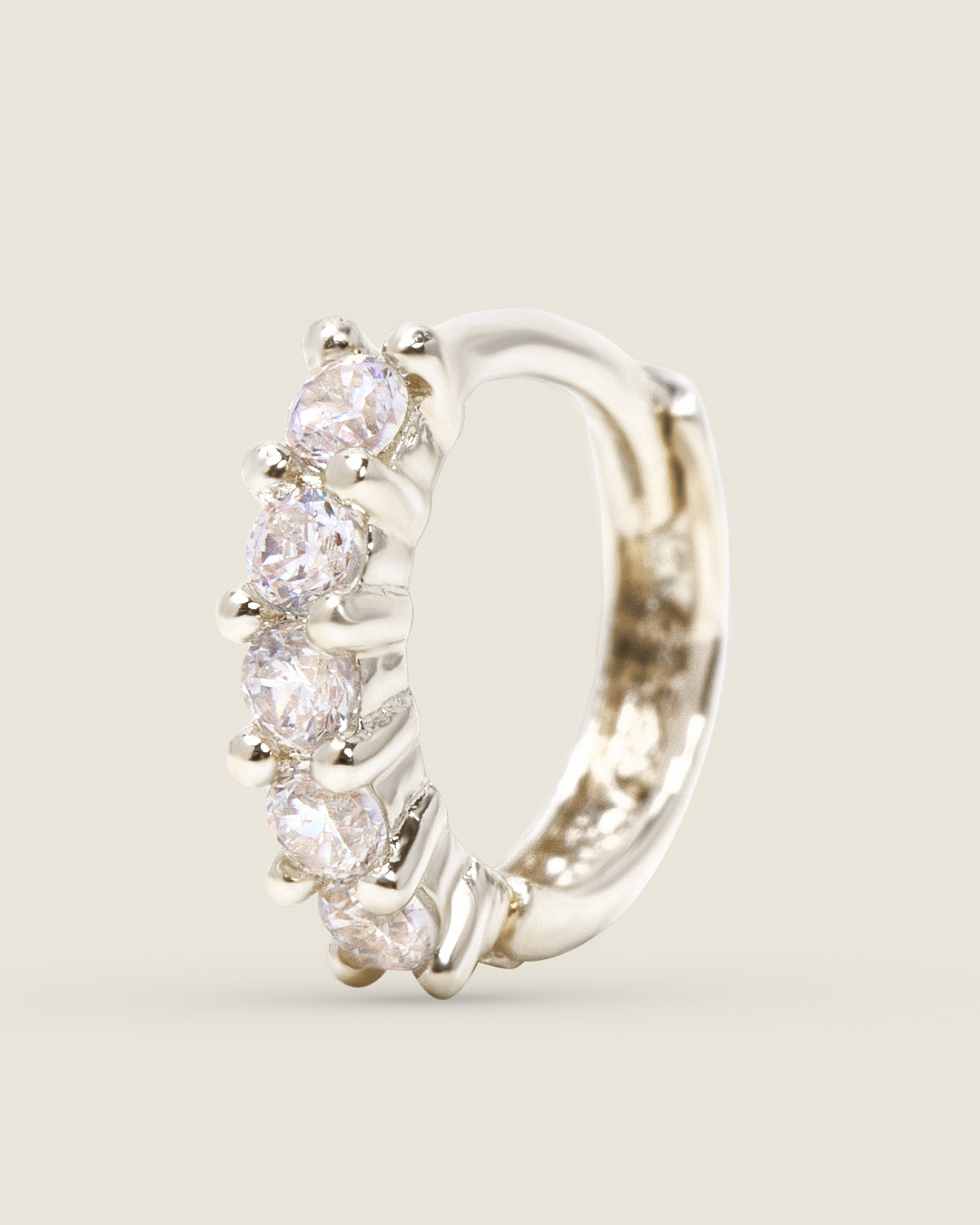 Aria - 14k White Gold Chunky Crystal Huggie Earring