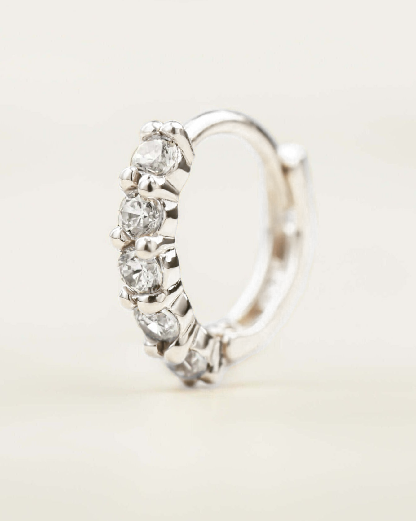 Aria - 14k White Gold Chunky Crystal Huggie Earring