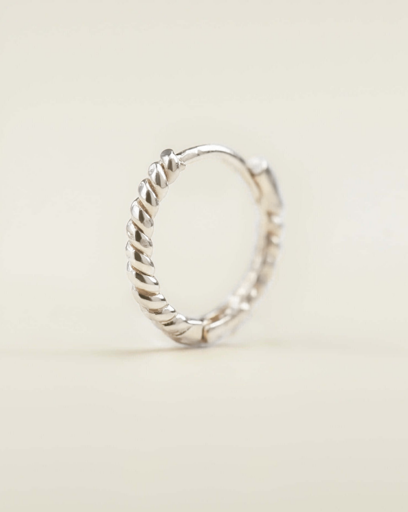 June - 14k White Gold Twisted Huggie Earring