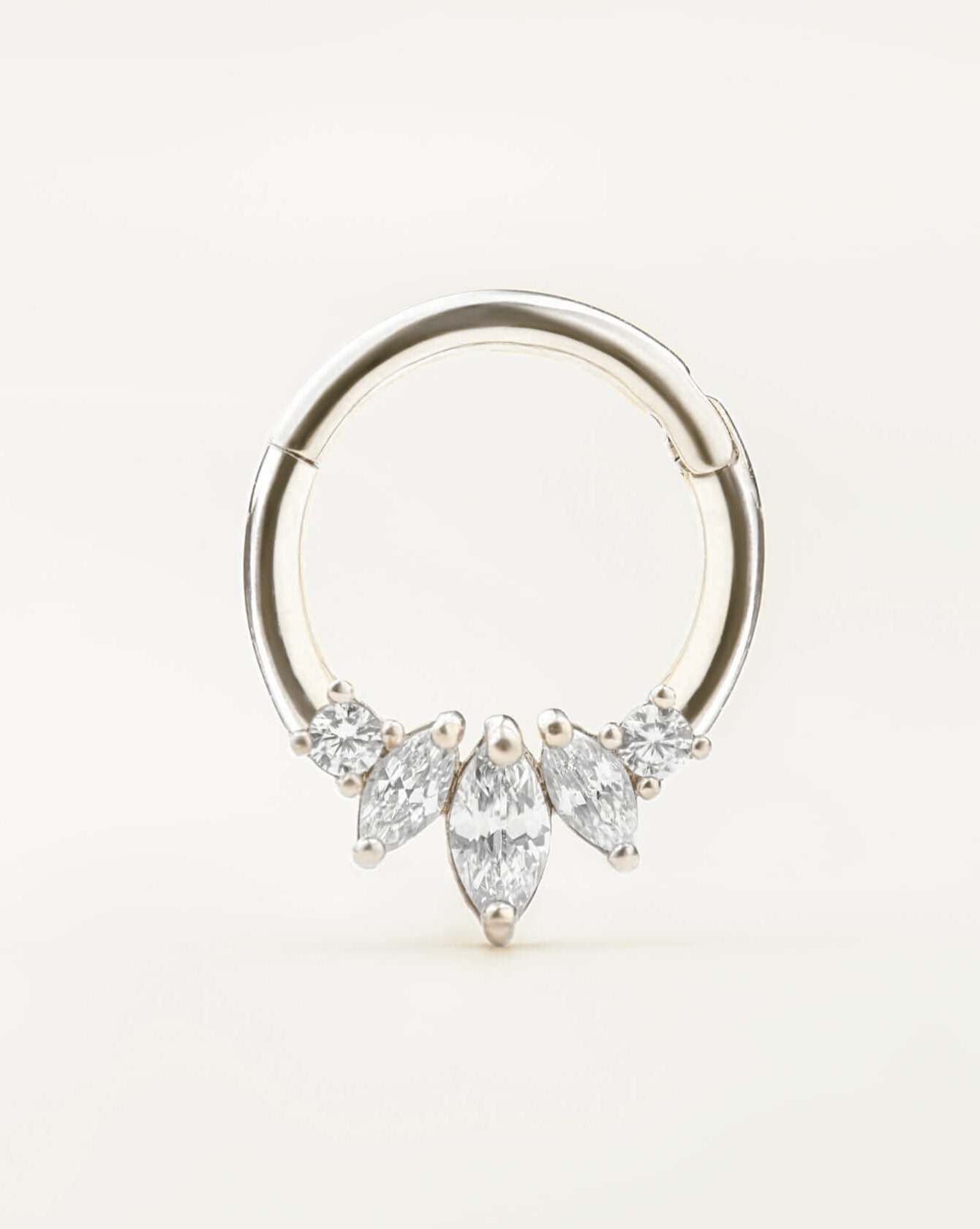 Milla - 14k White Gold Three Marquise Daith Earring