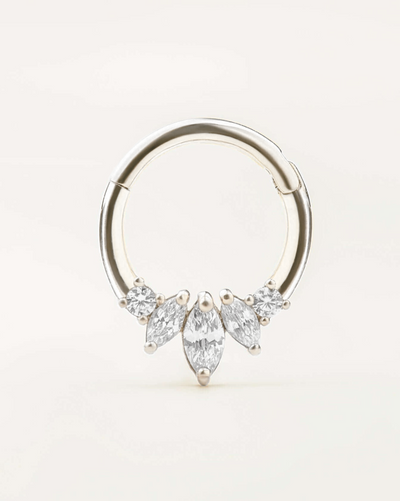 Milla - 14k White Gold Three Marquise Daith Earring