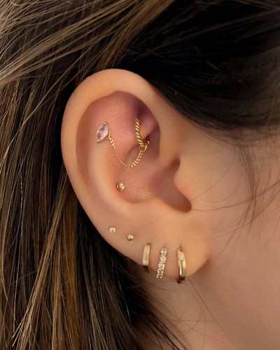 Leah - 18k Twisted Hinged Cartilage Hoop Earring
