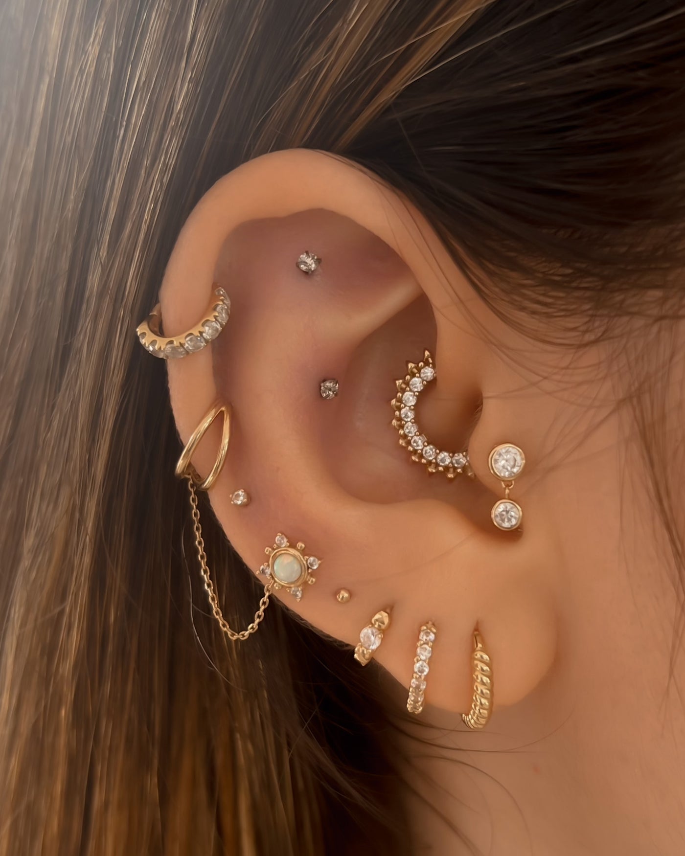 Molly - 14k Gold Spike Crystal Daith Earring