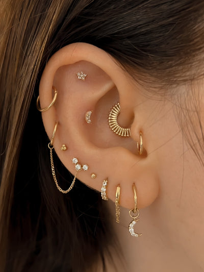 Rafaella - 14k Gold Shooting Stars Flat Back Earring