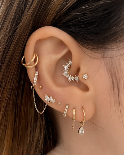 Aurora - 14K Gold Marquise Mix Flat Back Earring