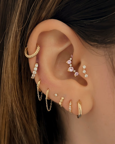 Audrey - 18k Gold Genuine Pink Sapphire Daith Earring