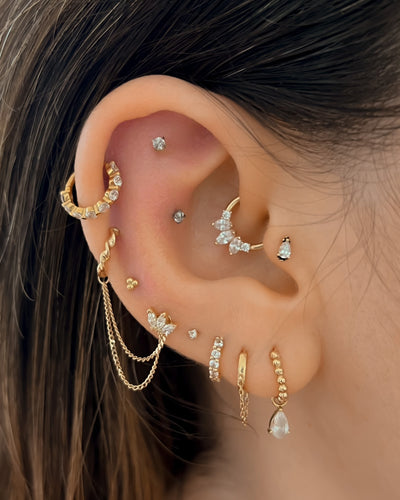 Milla - 14k Gold Three Marquise Daith Earring