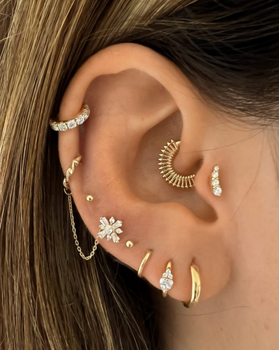 Celia - 14k Gold Texturized Daith Earring
