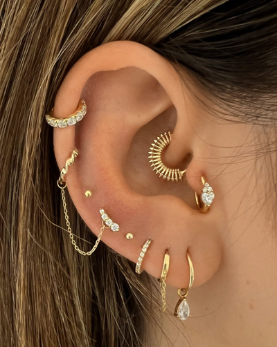 Celia - 14k Gold Texturized Daith Earring