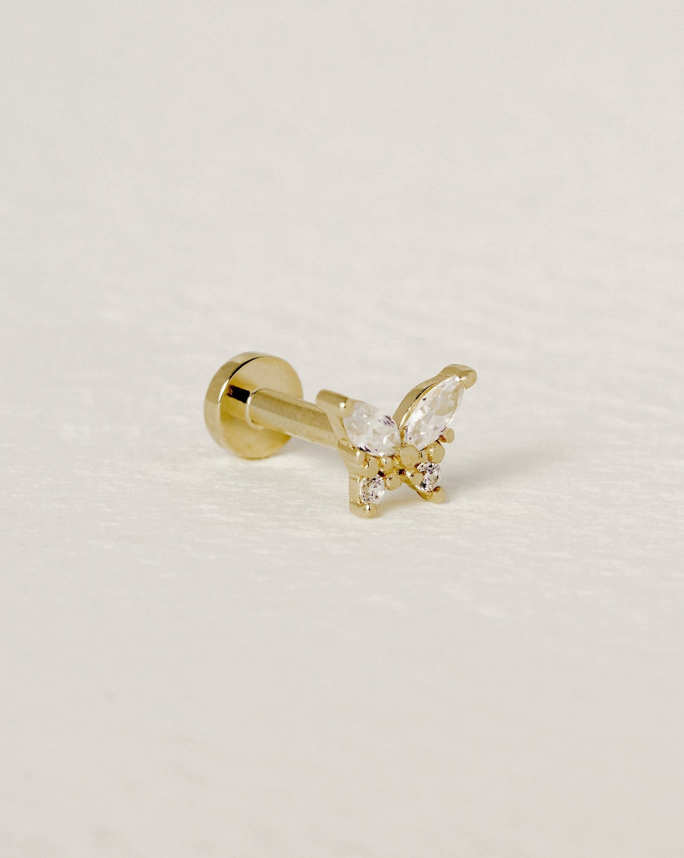 Layla - 14k Gold Butterfly Flat Back Earring