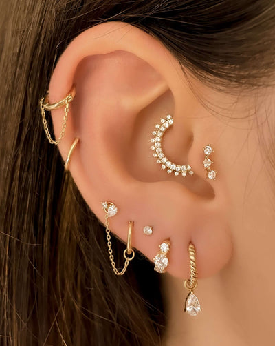 14k Gold Constellation Three Stars Barbell Earrings | Assolari