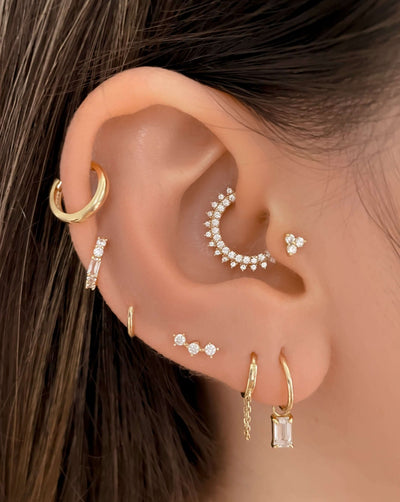 14k Gold Constellation Three Stars Barbell Earrings | Assolari