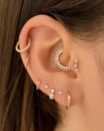 18k Gold Tiny Crystal Flat Back Earrings | Assolari