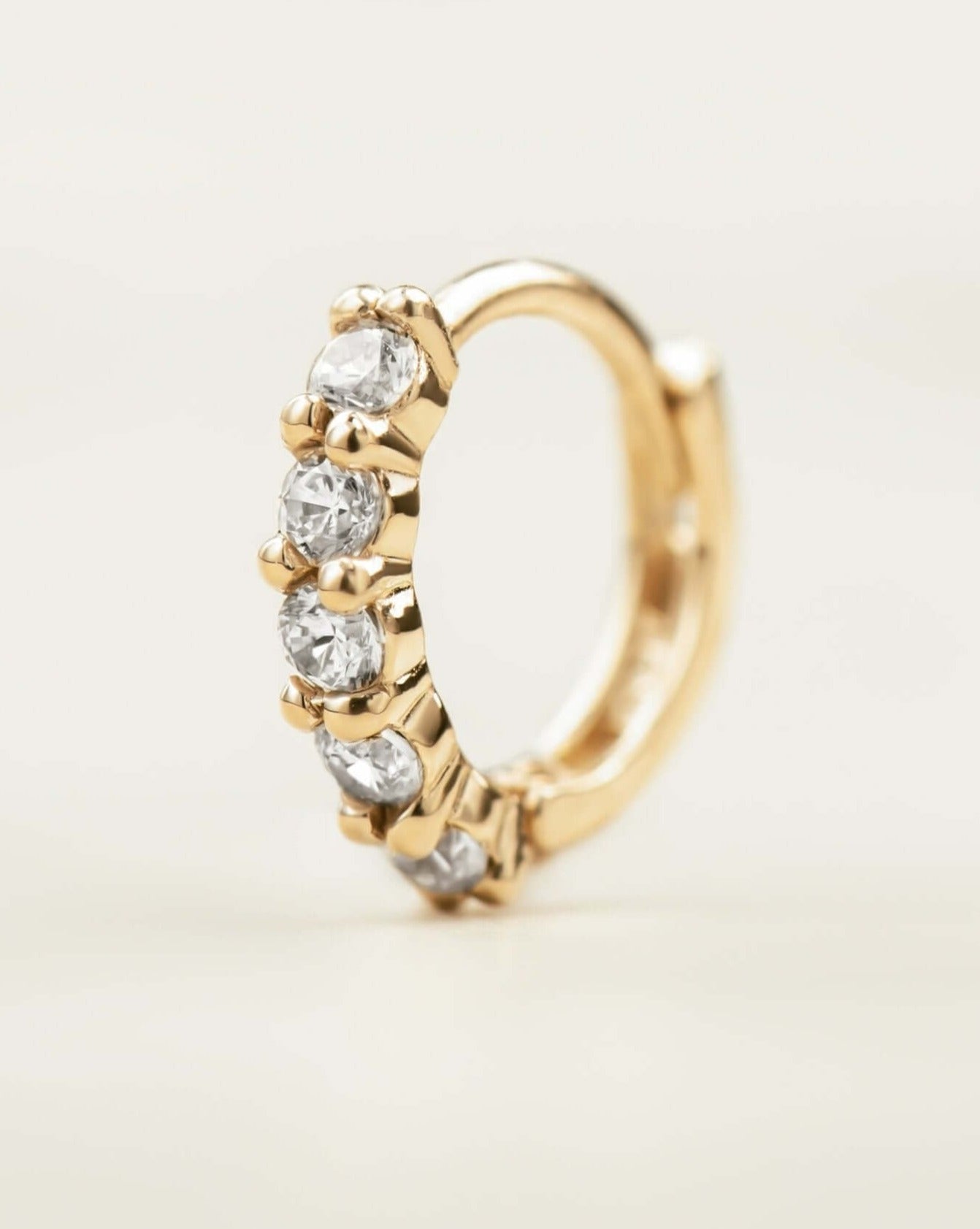 14k Gold Chunky Crystal Huggie Earrings in 6mm | Assolari