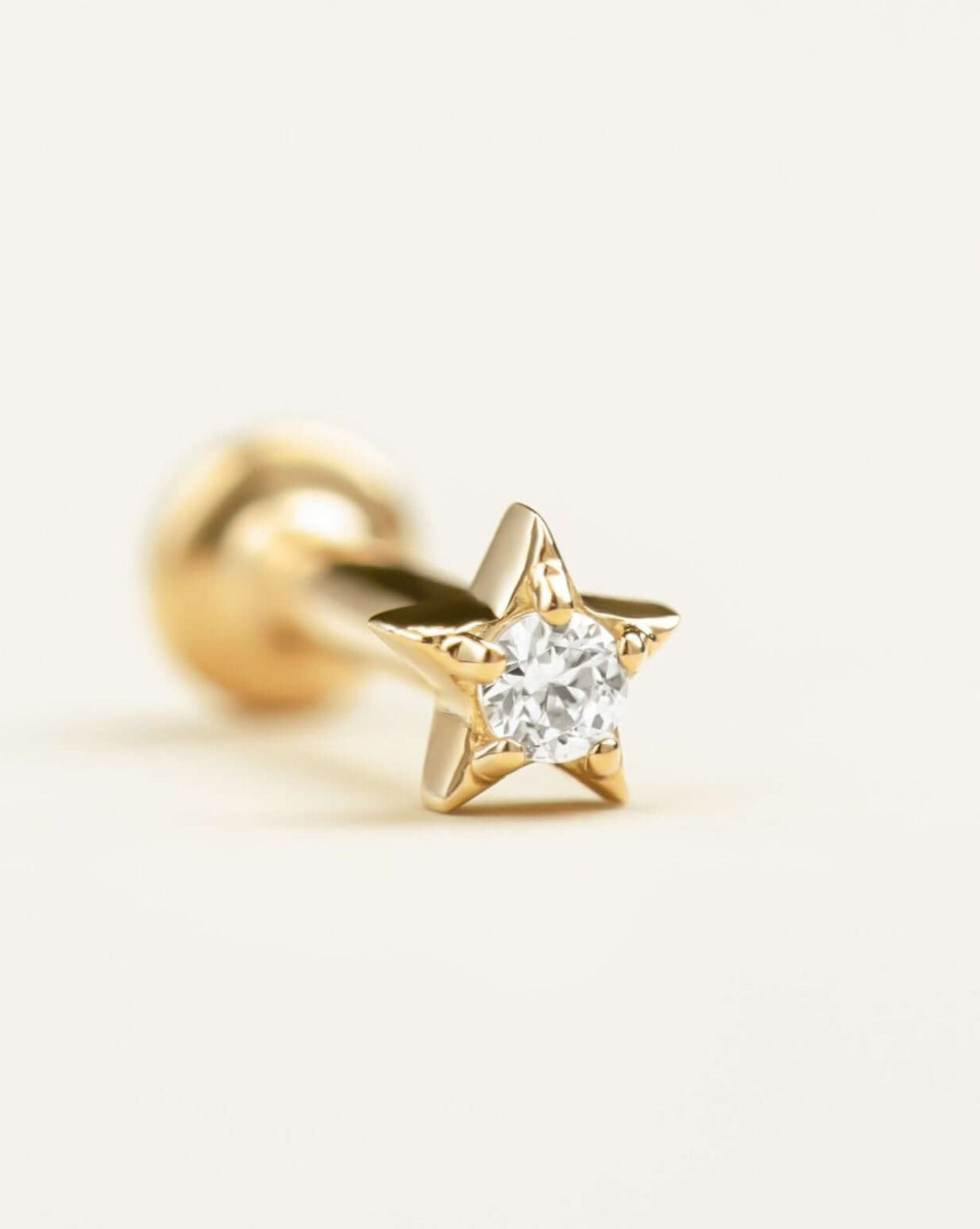 18k Gold Tiny Star Flat Back Earrings | Assolari