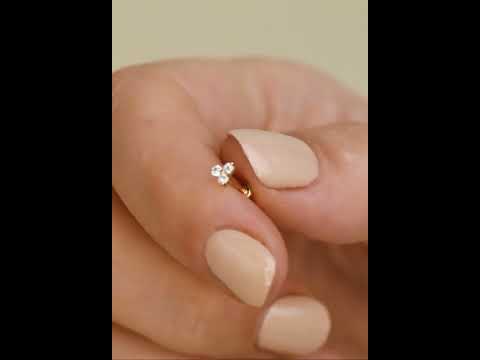 Poppy - 18k Gold Tiny Three Crystals Flat Back Earring