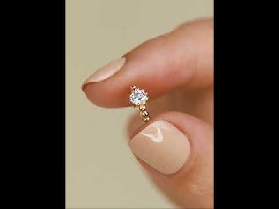 Blair - 14k Gold Single Crystal Beaded Huggie Earring