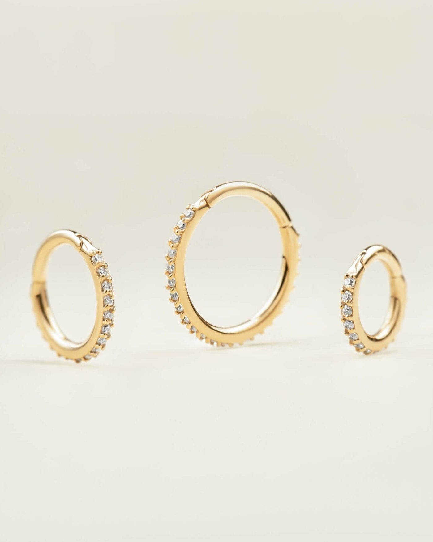18k Gold Tiny Crystal Huggie Earrings in 6mm | Assolari