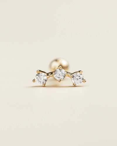 14k Gold Constellation Three Stars Barbell Earrings | Assolari