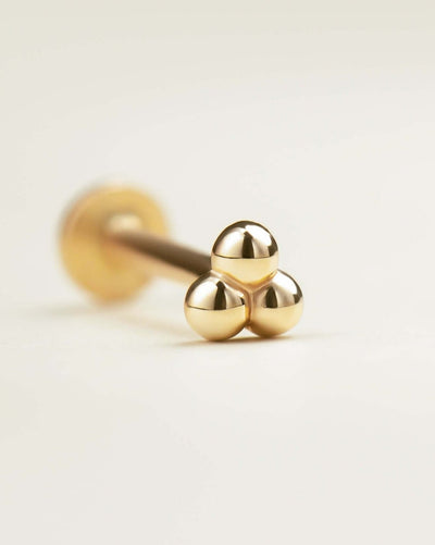 18k Gold Three Tiny Beads Flat Back Earrings | Assolari