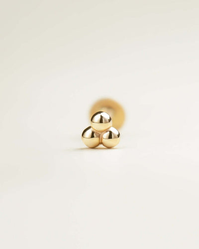 18k Gold Three Tiny Beads Flat Back Earrings | Assolari