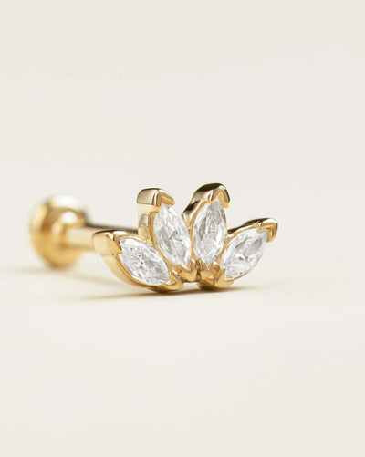 18k Gold Four Marquises Flat Back Earrings | Assolari