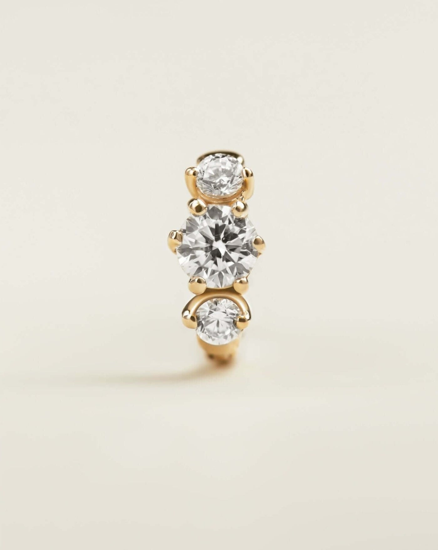 14k Gold Three Crystals Huggie Earrings | Assolari
