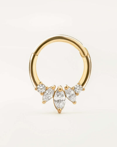14k Gold Three Marquises Daith Jewelry | Assolari