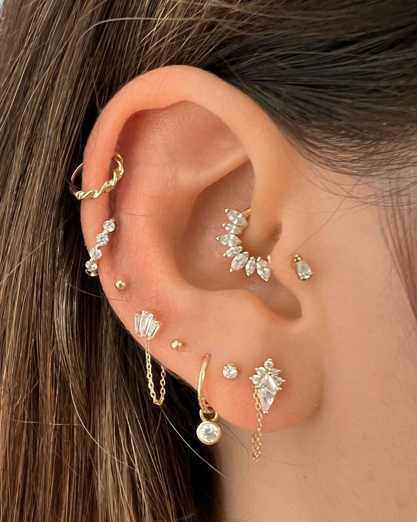 Rosie - 14k Gold Diamond Cut Flat Back Earring