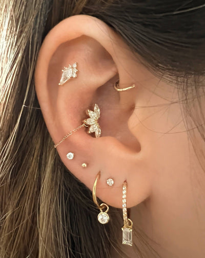Rosie - 14k Gold Diamond Cut Flat Back Earring