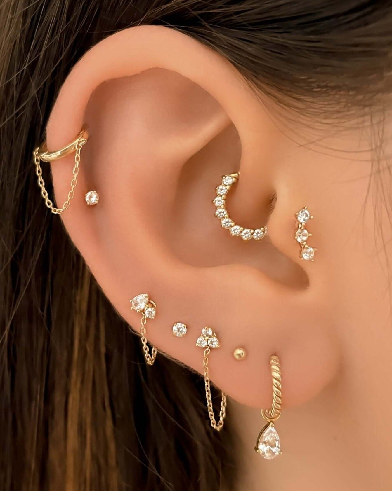 14k Gold Constellation Two Stars Barbell Earrings | Assolari